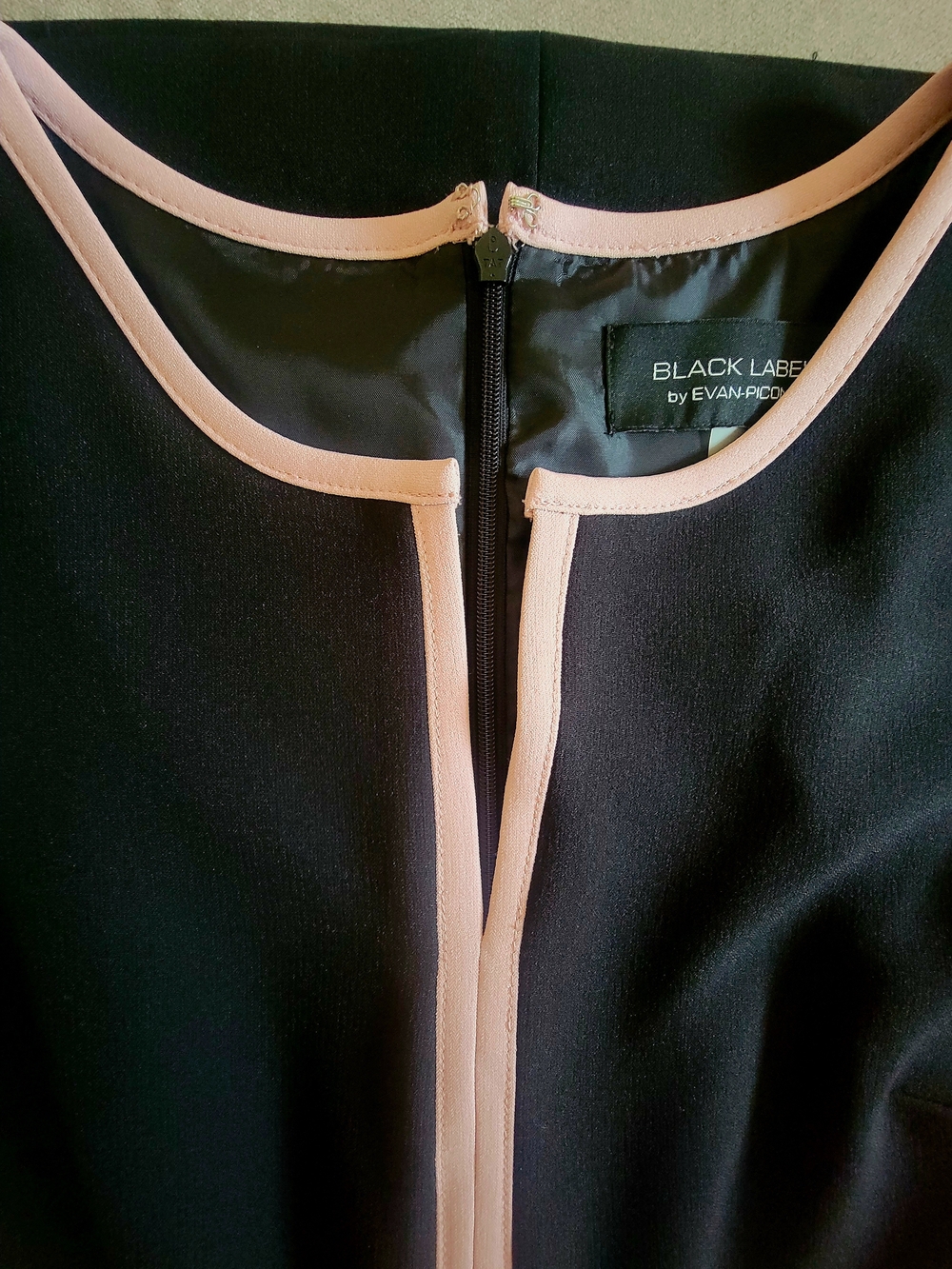 Black Label by Evan-Picone Contrast Piping Sheath Office Work Dress Black Pink 6 - Picture 3 of 5
